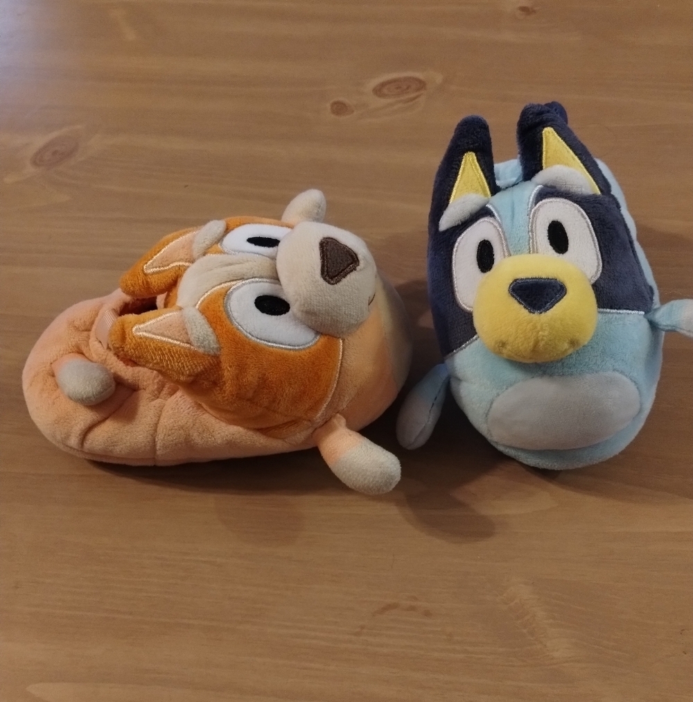 Bluey & Bingo Plush Slippers Kids Size 9/10 Soft Cartoon House Shoes